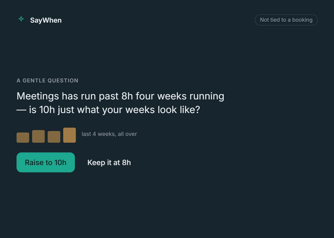 The earned-raise question, asking whether ten hours is just what your weeks look like now